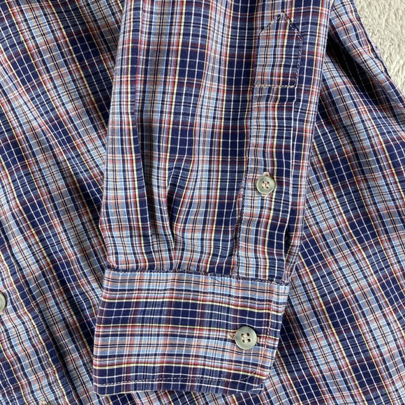 New York Sportswear Exchange Shirt Mens L Button Up Long Sleeve Blue Red Plaid - Picture 3 of 9